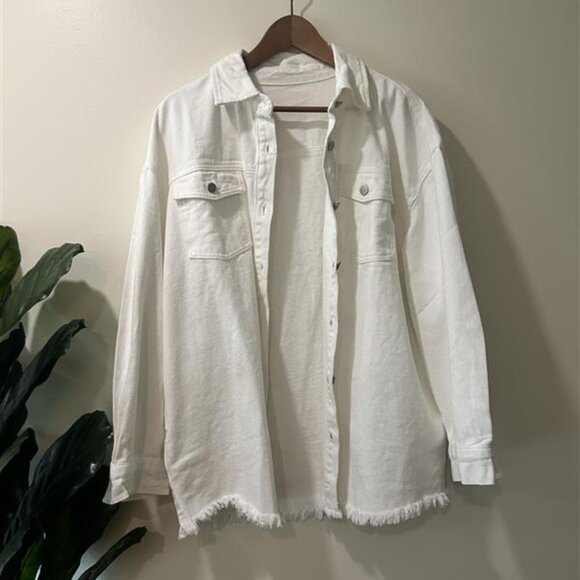 WHITE DENIM SHACKET - Women's M/L - Picture 3 of 3
